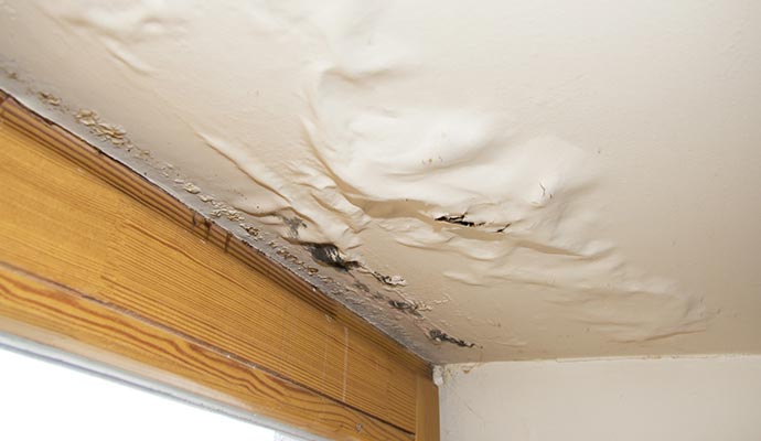 Roof leak due to water damage